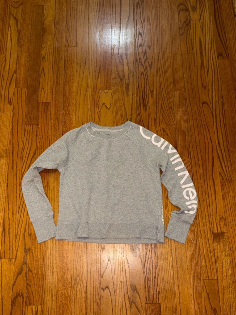 Calvin Klein Light Gray Crewneck Sweatshirt with Sleeve Logo